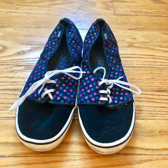 Vans Shoes - Authentic Polka-Dotted Canvas/Leather Vans
